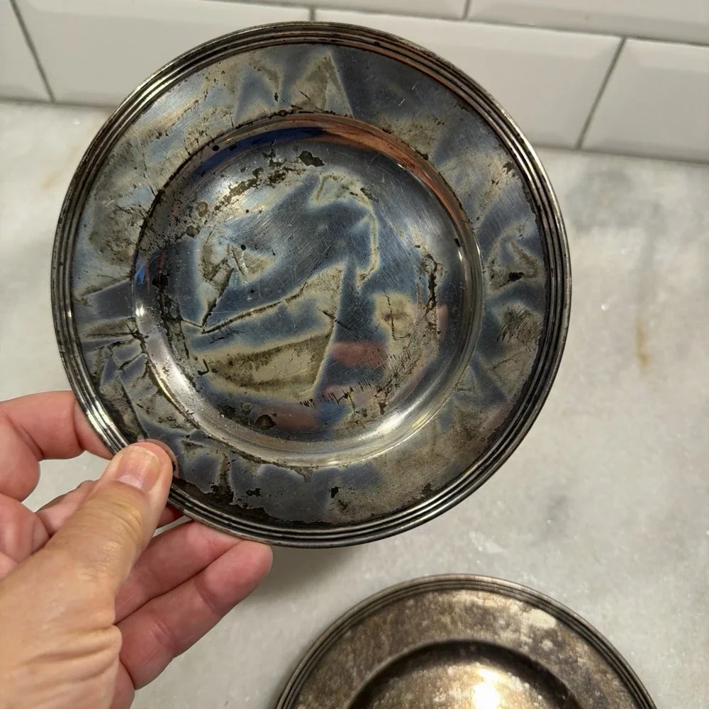 Set Of 2 Saint Hilaire Vintage Metal Plate Tray (K331)